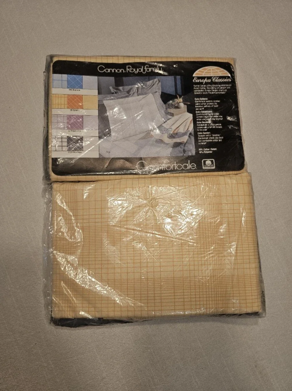 Vintage Comfortcale Twin Sheet Set Cotton Blend Cornsilk Plaid